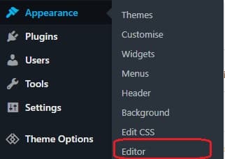 wordpress appearance editor php js css