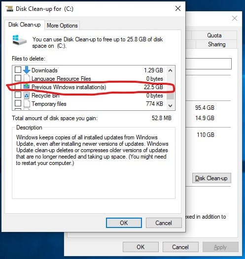 Disk Clean Up System Files