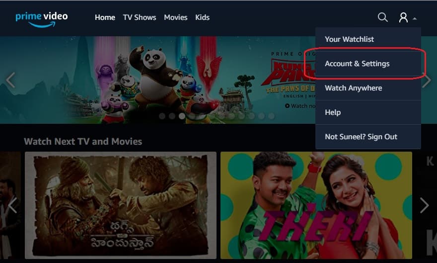 Amazon Prime Video Account Settings